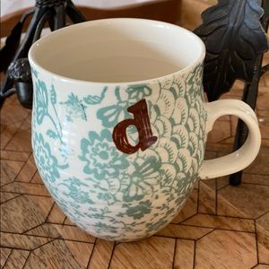 Anthropologie Heirloom Monogram “d” Mug